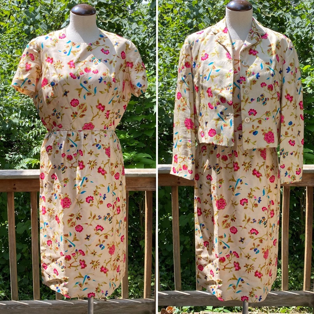 Vintage 60s Floral Dress with Jacket